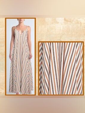 Kaos Striped Summer Maxi Sundress in Orange, Tan, & White. Size 6